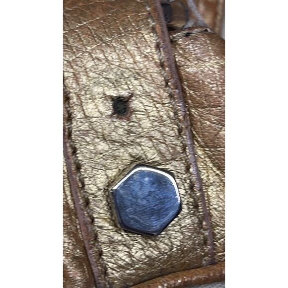 Pollini Gold Snakeskin Pattern Leather Bag - Shoulder Bag, Silver Hardwear - Picture 8 of 16